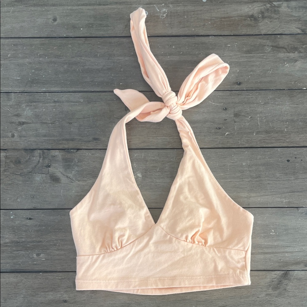 Full Tilt  Peach Halter Crop Top
